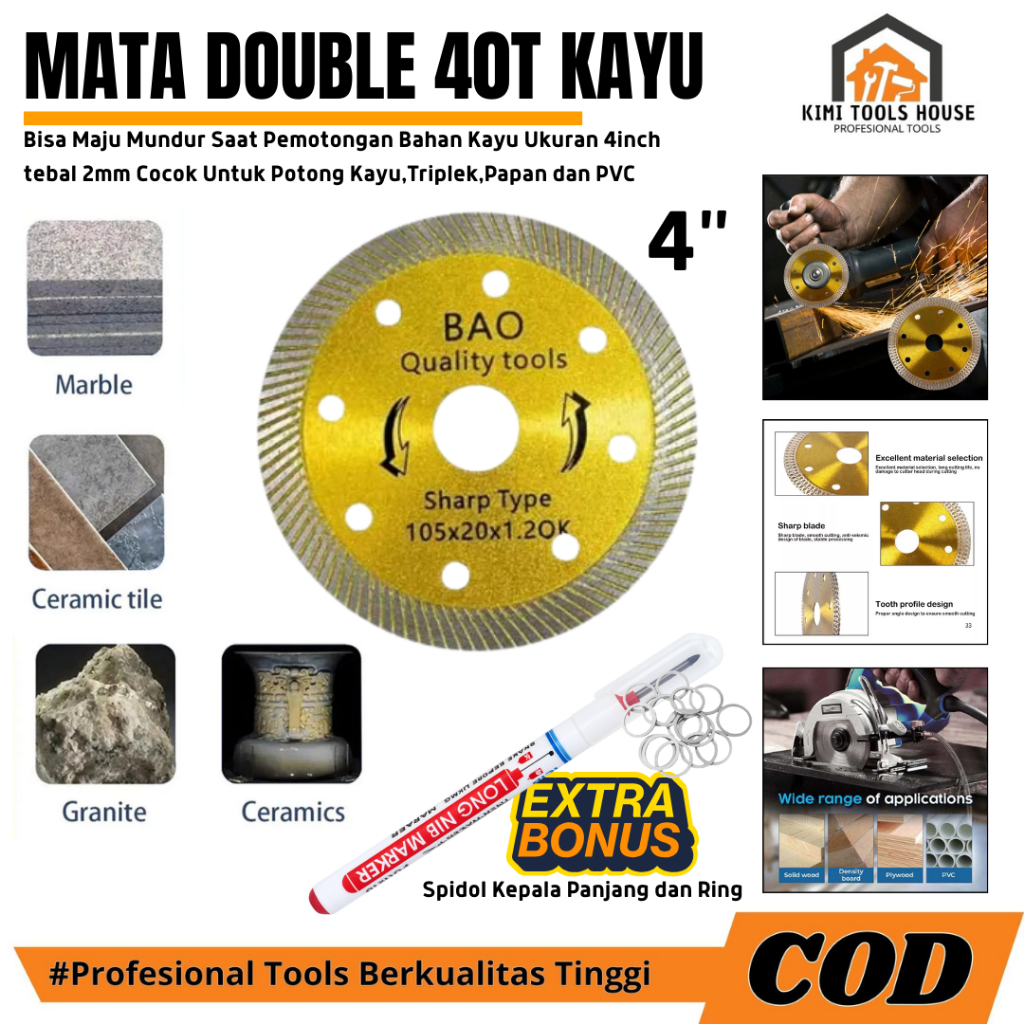 Mata Gerinda Potong Kramik Granit Marmer 4" / Mata Gerinda Potong Keramik Original / Mata Gerinda Di