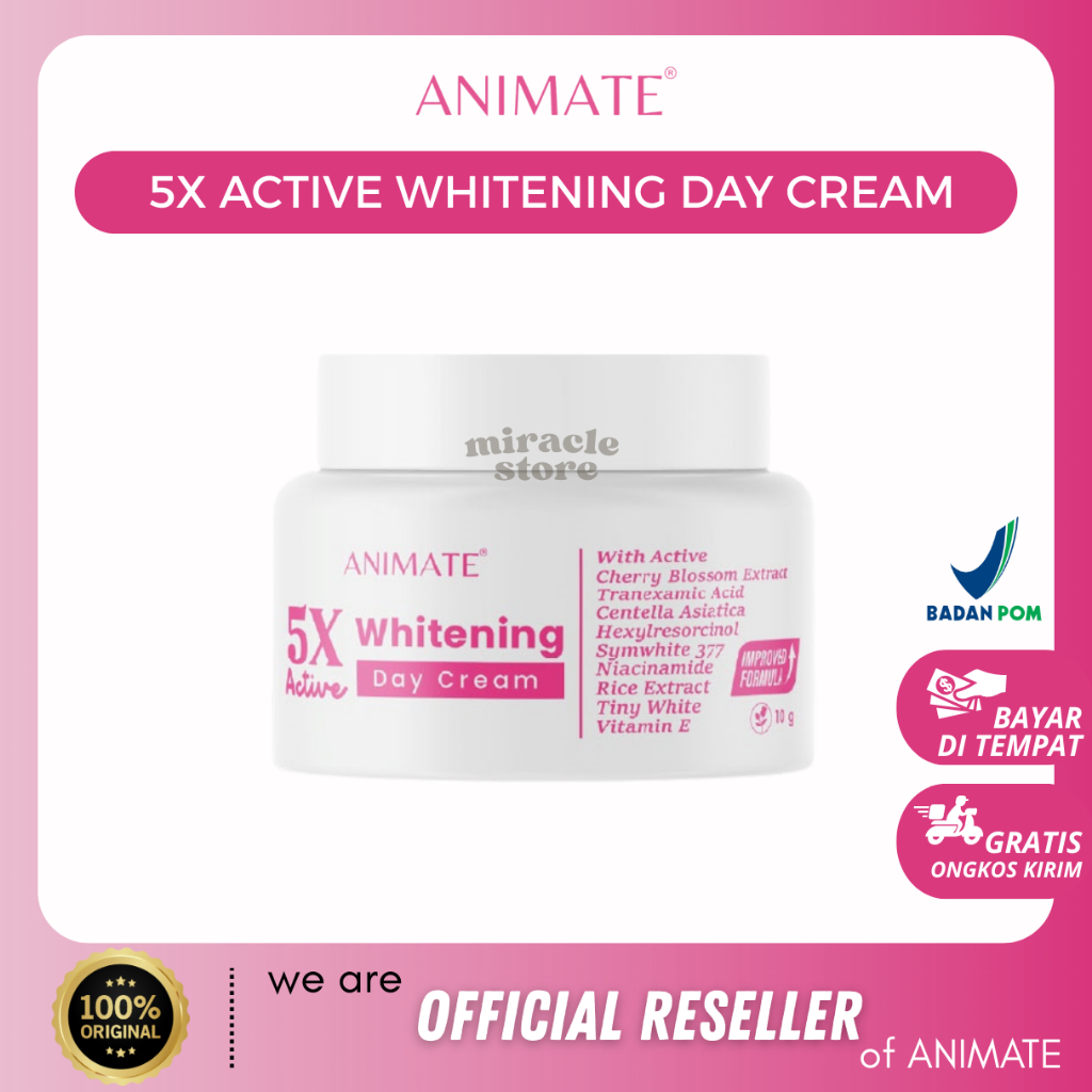 [MIRACLE STORE] DAY CREAM ANIMATE PINK WHITENING 5X ACTIVE WHITENING SERIES PAKET SKINCARE ANIMATE 5