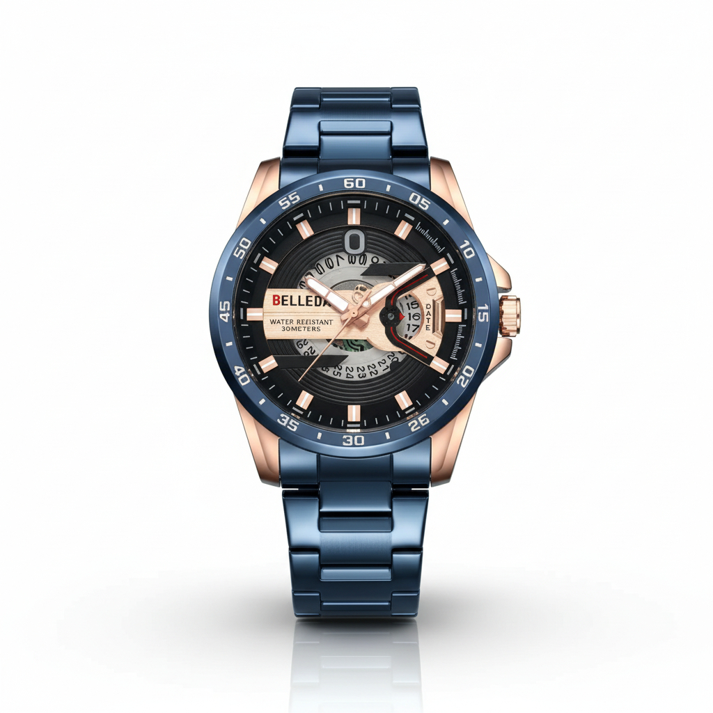 Jam Tangan Pria Belleda 9382 Stainless Steel Tanggal Aktif Anti Air 3 Atm Original Watches Original