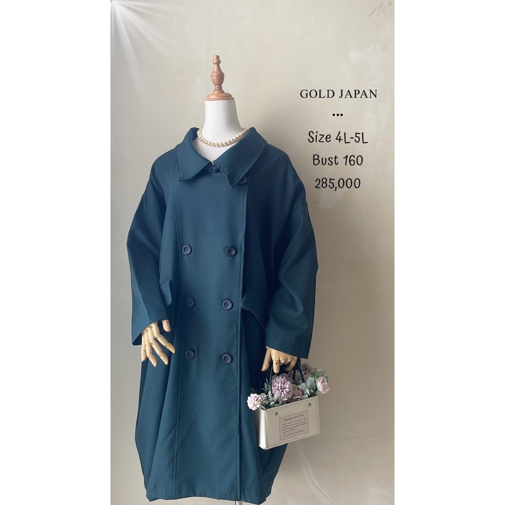 Coat outer bigsize jumbo plus size oversized Hijau emerald green tua dark gelap furing mewah lengan 