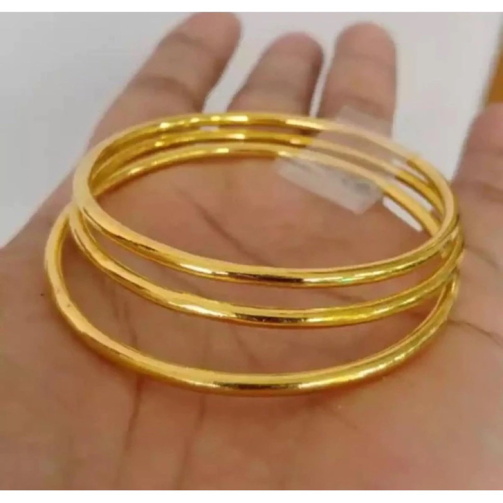 DAPAT 3PCS Gelang Keroncong Terbaru Simple Mewah Dan elegant Xuping Lapis Warna Kuning Malay Terlari