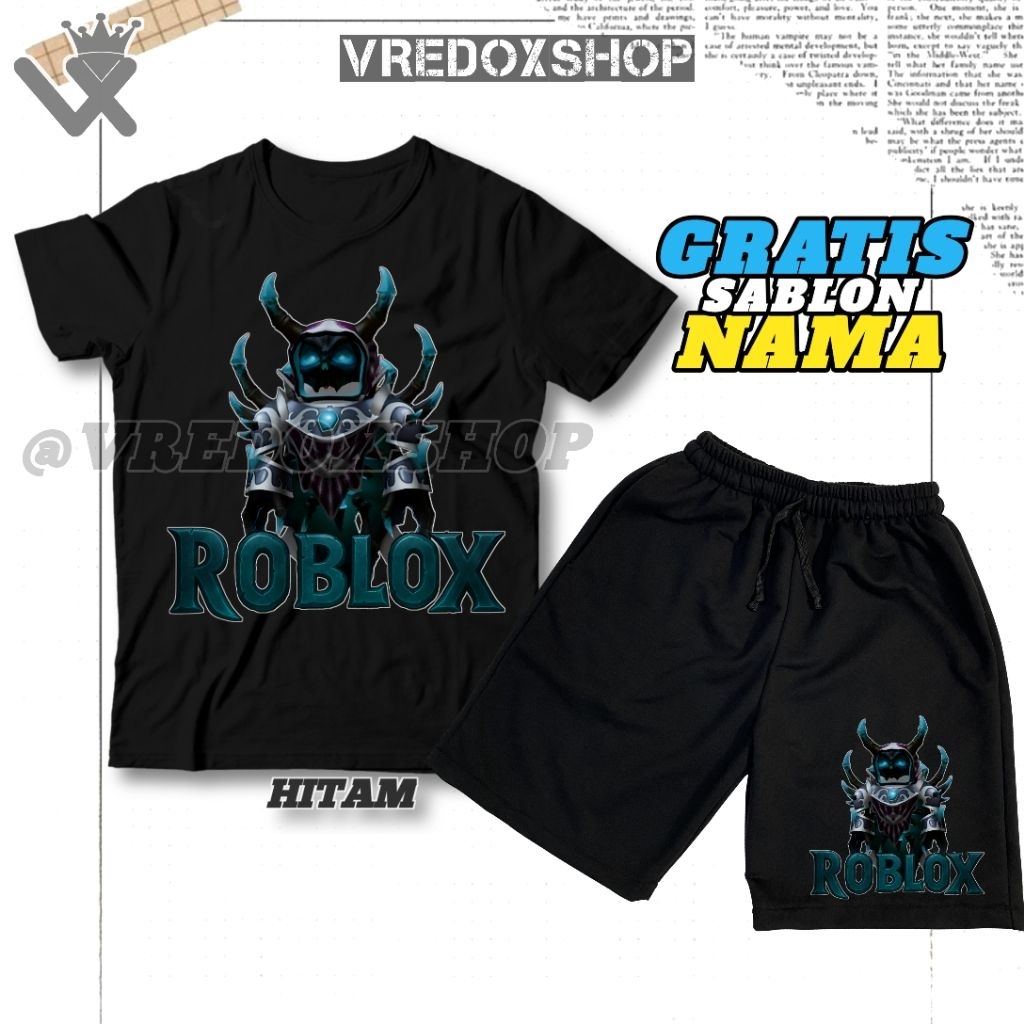 (Free Nama) Setelan Kaos Celana Pendek Anak Gambar Roblox Korblox Deathspeaker / Set Baju Korblox Av