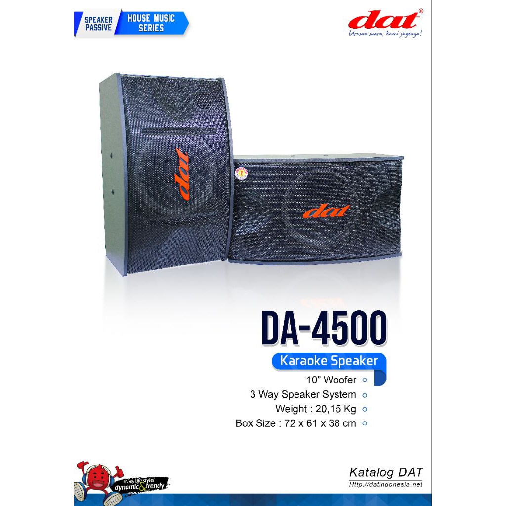 DAT Speaker DA-4500 - Speaker Karaoke Passive 10" 3-Way