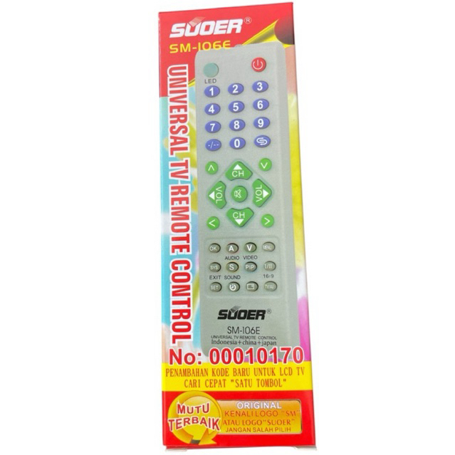 REMOTE  TV TABUNG LED LCD UNIVERSAL SM-106E SUOER SEMUA MERK BISA SETTING MUDAH