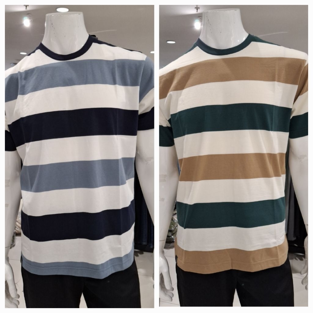 Osella Baju Kaos T-shirt Atasan Pria Dewasa Stripe New Original