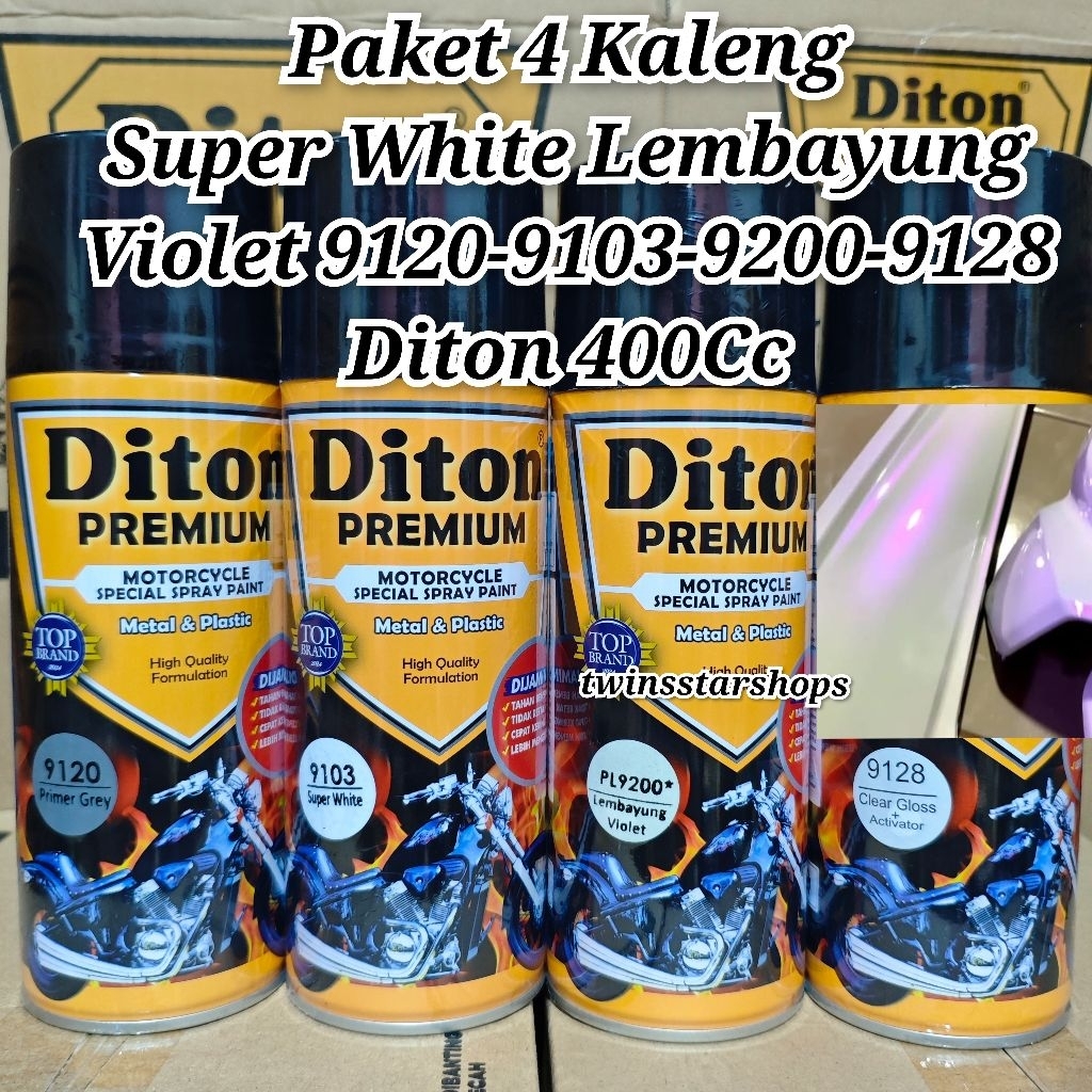 Pilok Pilox Pylox Cat Diton Premium Paket 4 Kaleng Putih Susu Lembayung Violet 9200 Super White 9103