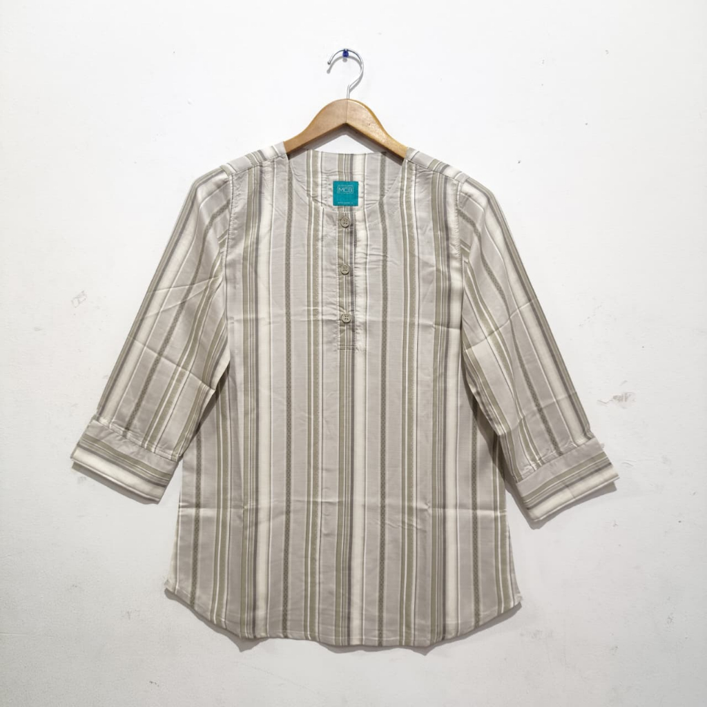 MCB Ladies Blus Wanita Atasan Motif Salur Lengan Panjang MLBJ.5511075