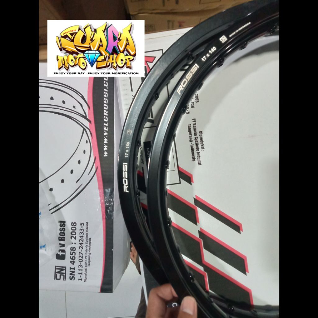 velg pelek rossi ring 17 ukuran 140 160 185 215 black glossy