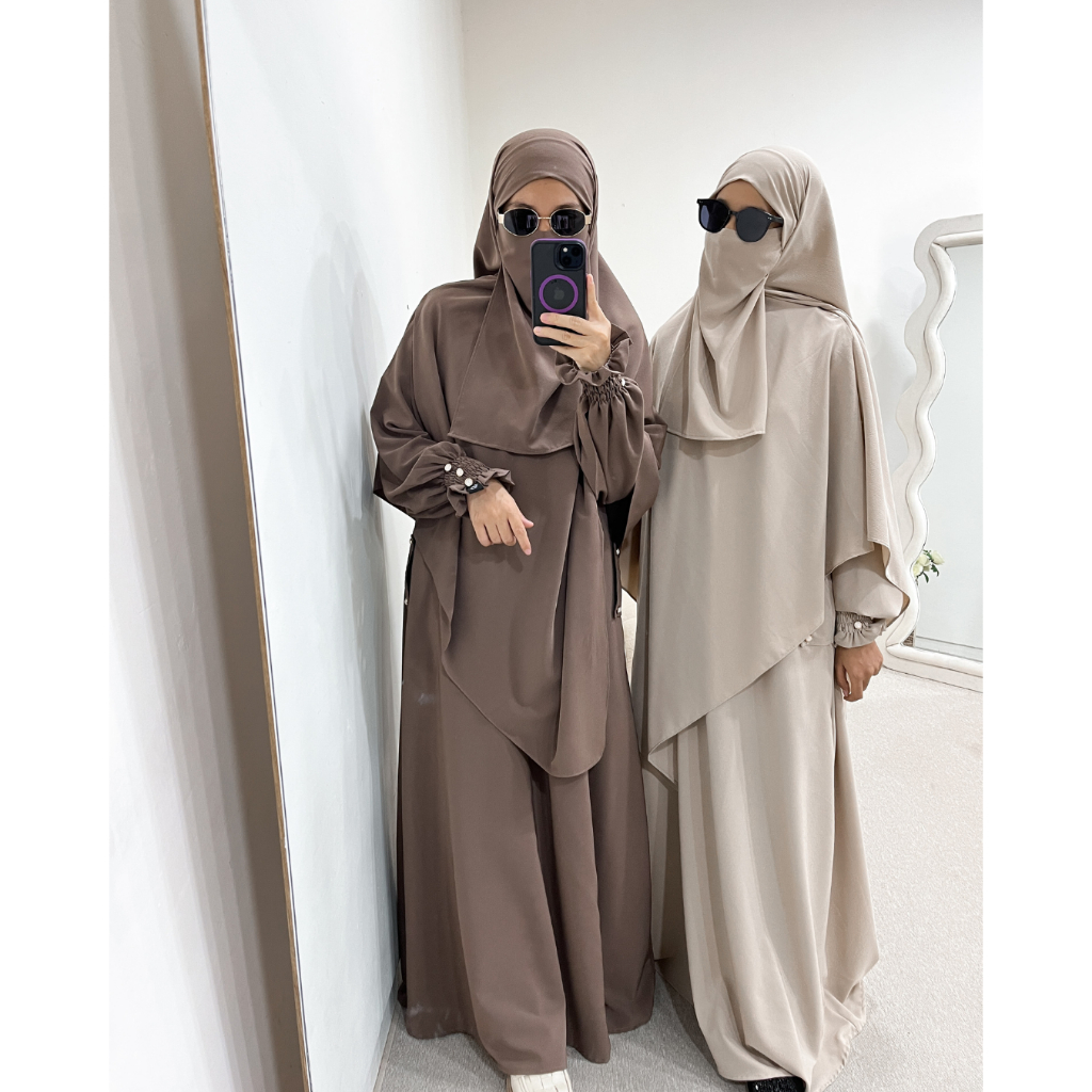 ZURILABEL - ARUMI SET ABAYA & PASBAN PASHMINA BANDANA RESLETING FREE CADAR TALI ABAYA TANGAN SMOK