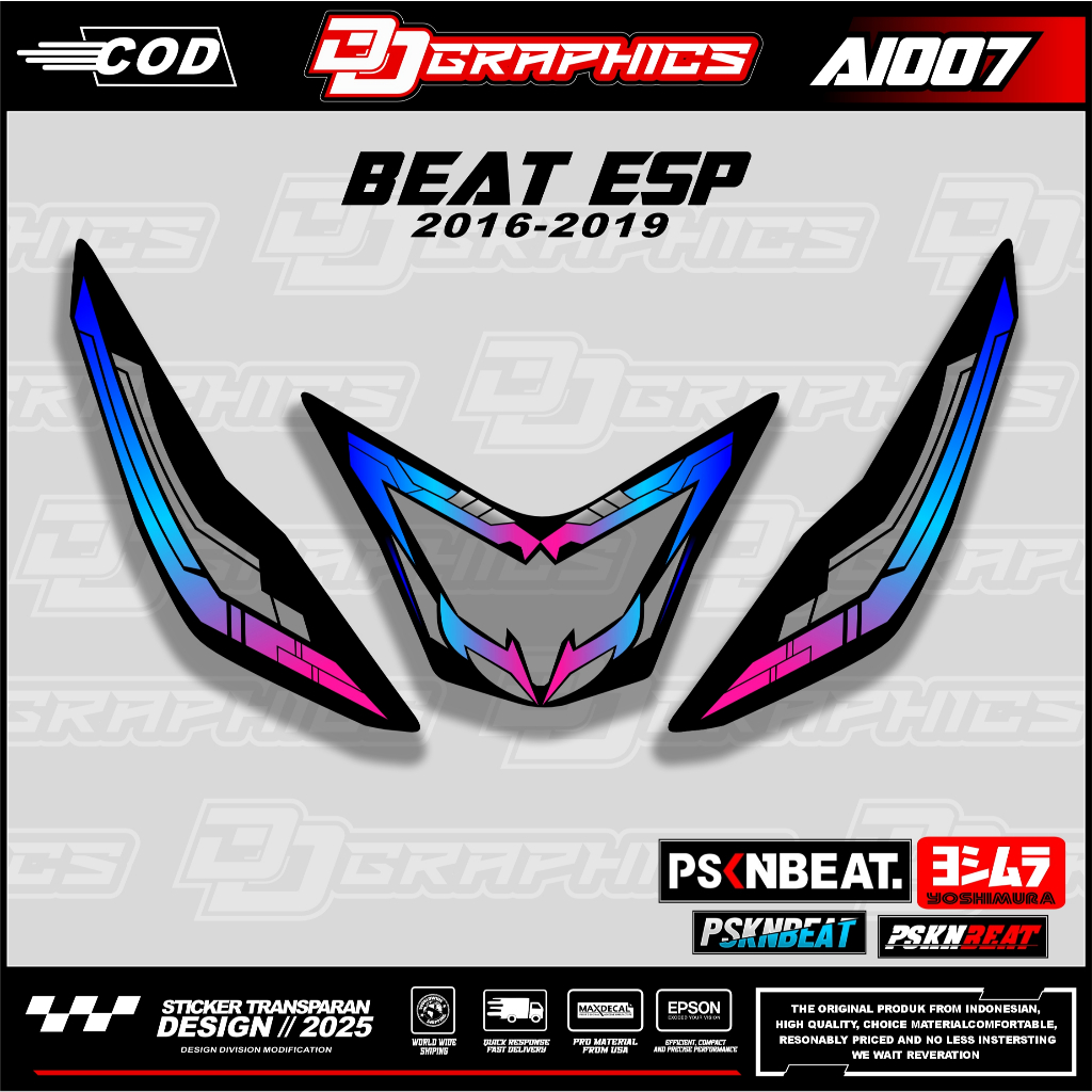 AL007 STICKER LAMPU ALIS DEPAN BEAT ESP - STICKER LAMPU ALIS DEPAN BEAT ESP MOTIF TECHNO