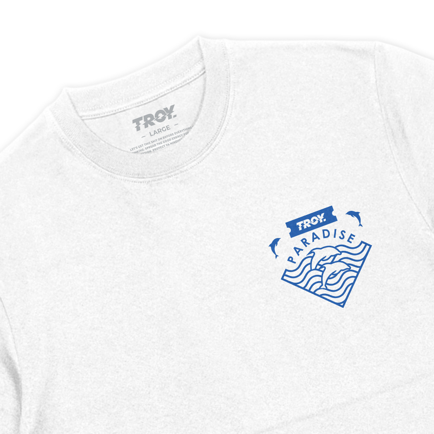 Troy Company Tshirt White Bluish Paradise - Kaos Putih Lengan Pendek MT 3332