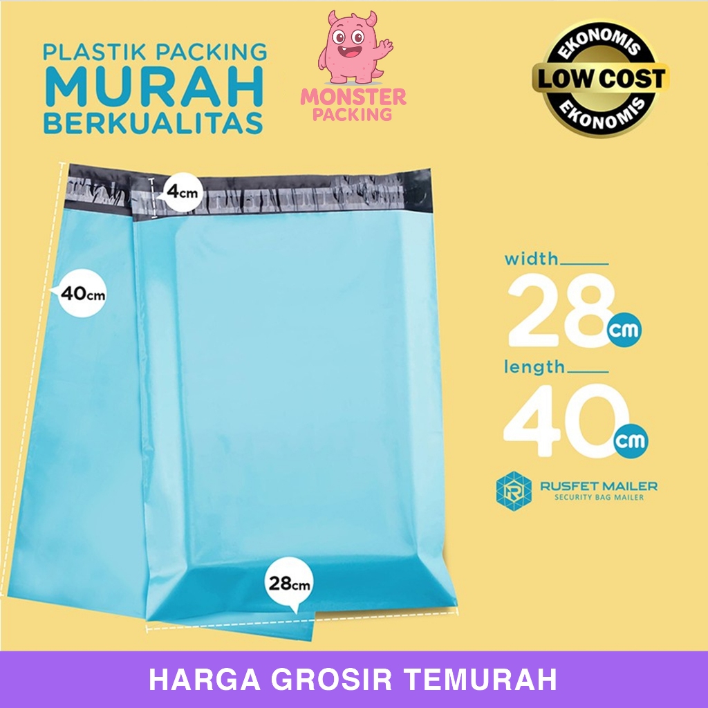 Plastik Polymailer Pack LOW COST BLUE Amplop Polimailer Rusfet 28x40cm