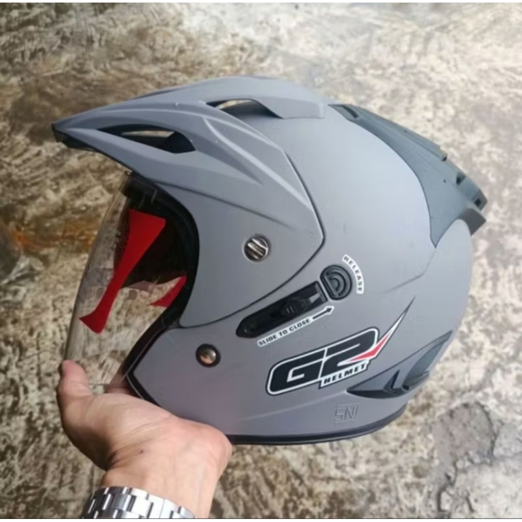 Helm half face G2 EXTERMINATOR  solid white double visor