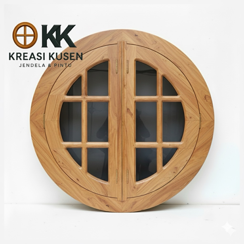 Jendela Bulat Aetestics • Kusen Jendela Bulat Bahan Kayu Jati