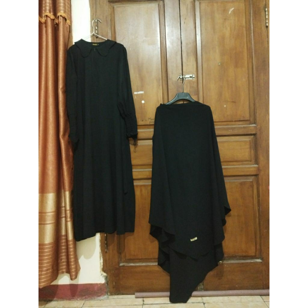Preloved Abaya set French khimar Black