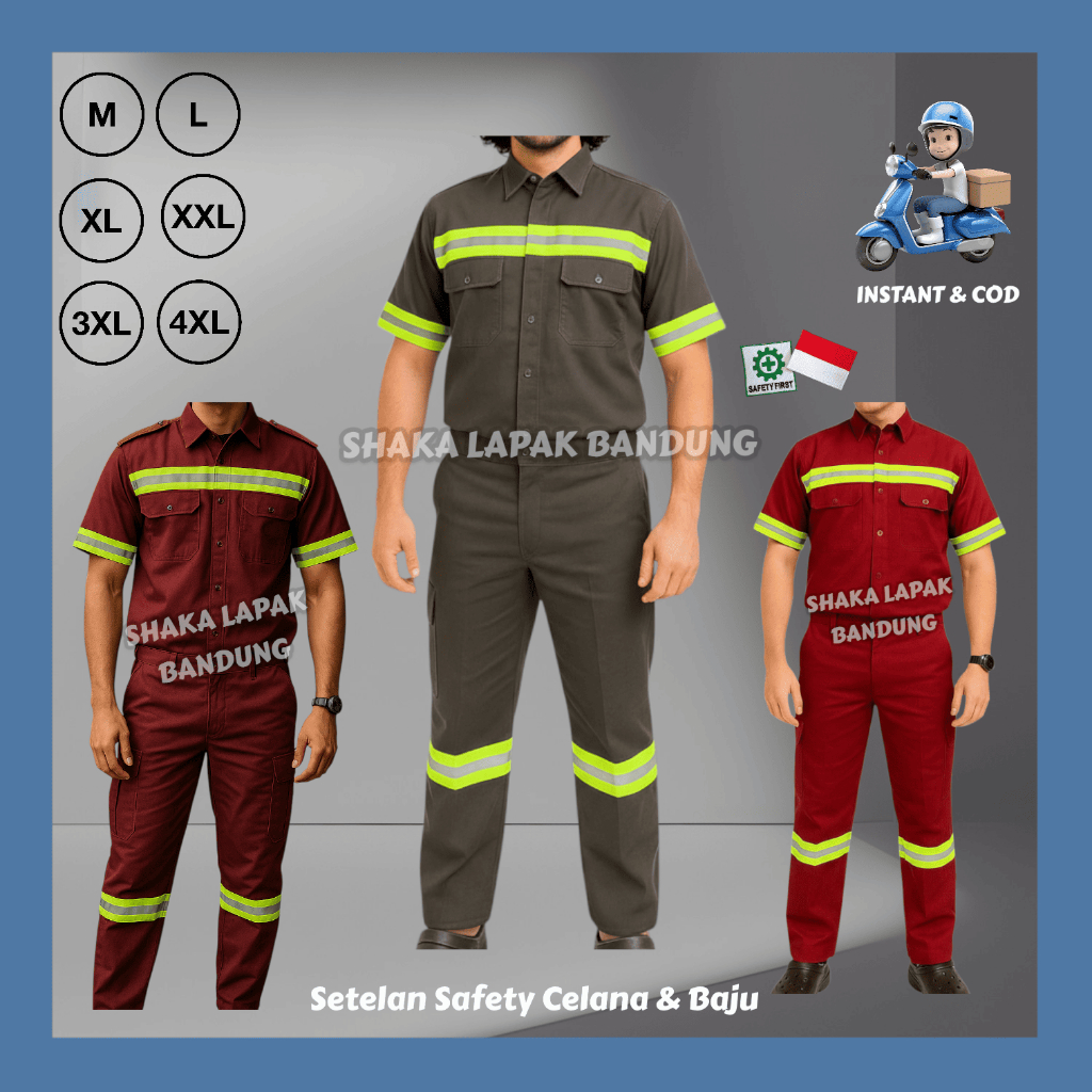 SH - SETELAN Grosir Wearpack Safety Kemeja Lengan Pendek / Seragam Baju kemeja Safety Kerja Proyek L
