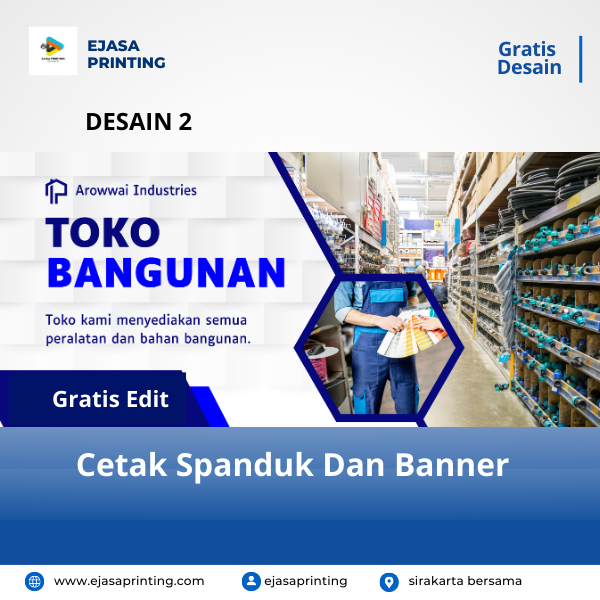 Spanduk Toko Bangunan Gratis Edit Tulisan.