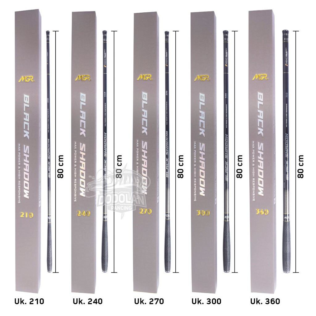 Joran Tegek Maguro Black Shadow 210 s/d 360 Ruas Panjang Carbon Heavy Teleskopik Dodolan Pancing