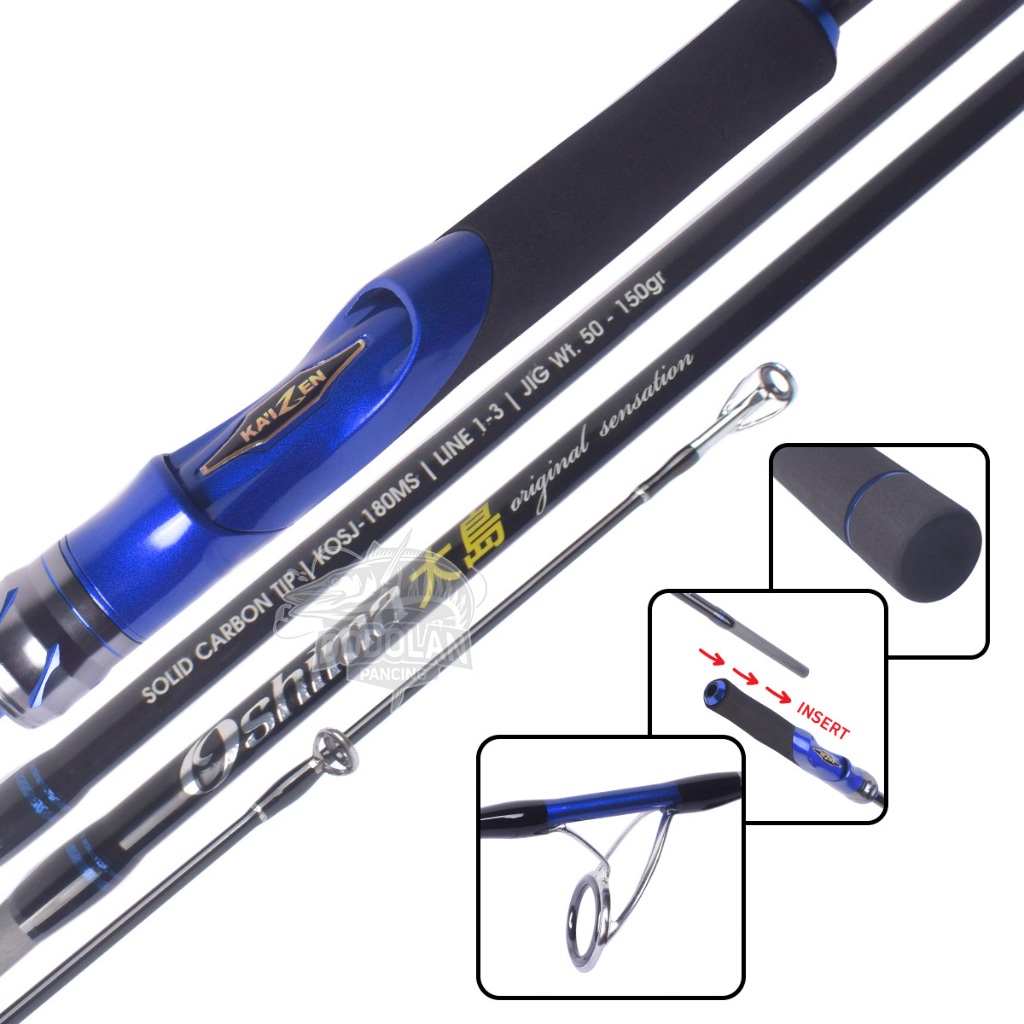 Joran Kaizen Oshima 180cm PE1-3 PE2-4 PE3-5 | Jigging Rod Carbon Solid Dodolan Pancing