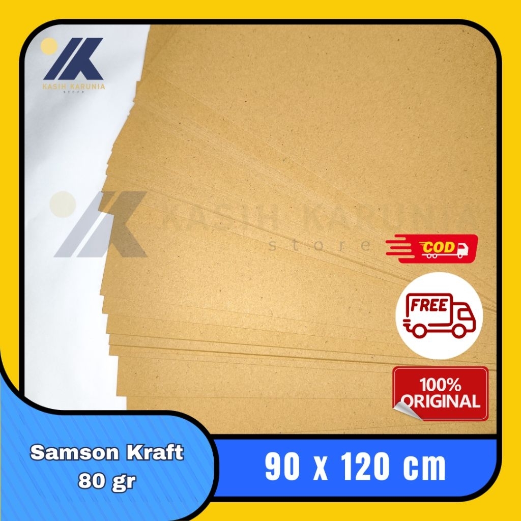 [10 Lbr] Samson Kraft 80 Gr / Kertas Bungkus / Sampul Cokelat 90X120 Cm