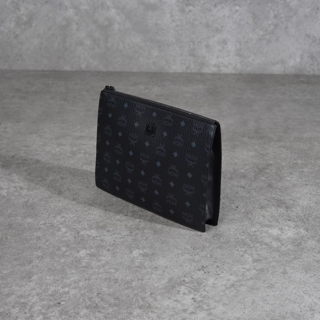 Tas MCM VISETOS AREN BLACK WRISTLET CLUTCH WITH HANDLE 100% ORIGINAL