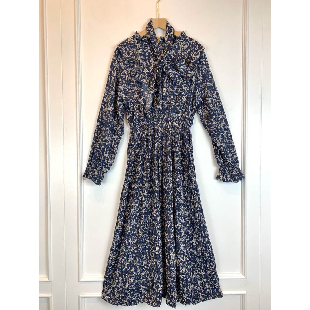 #9002 Dress Lengan Panjang Midi Fashion Korea Wanita Casual