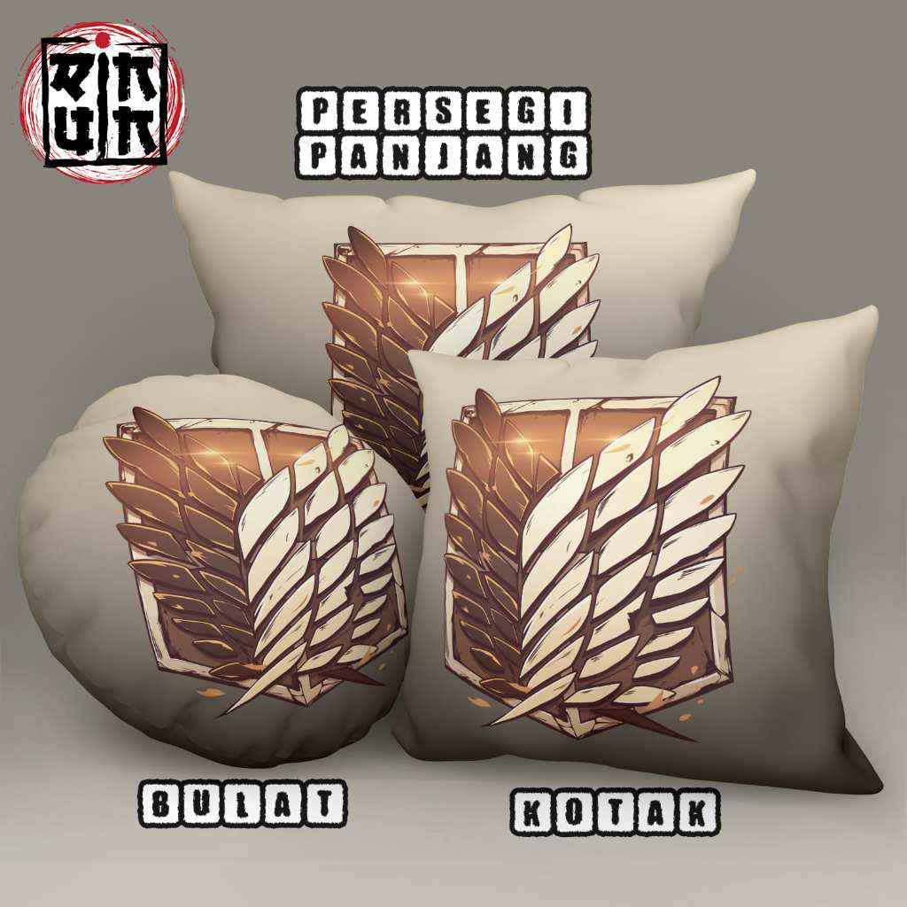 Bantal Sofa Bulat / Kotak / Persegi Panjang Scout Region Badge Emblem Attack On Titan AOT Karakter A