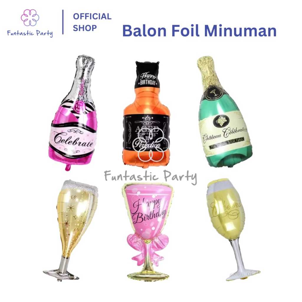 BALON FOIL MINUMAN / FOIL GELAS BOTOL CHEERS UKURAN BESAR
