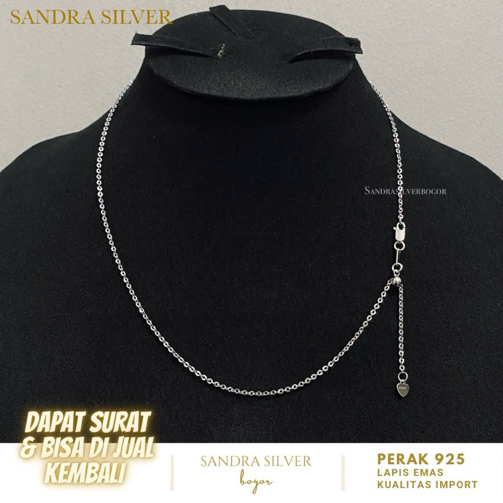Kalung Serut Perak 925 model nori ukir lapis emas putih