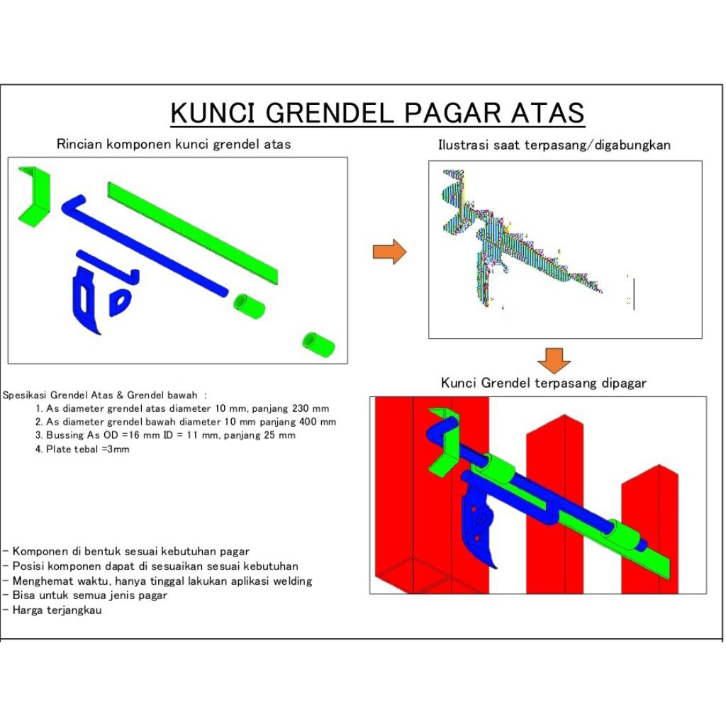 kunci pagar / kunci brandel pagar rumah