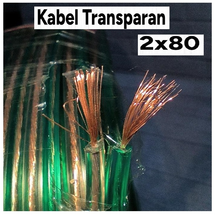 Kabel Transparan Serabut 2x80 Isi 2 / Kabel Audio 2 x 80 Kabel Listrik Tegangan Rendah Kabel Serabut
