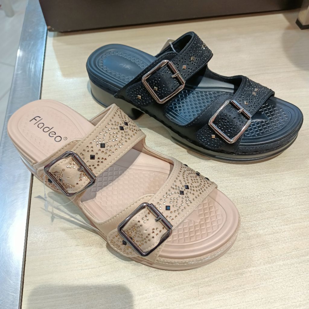 sandal wanita selop wedges 5cm FLADEO