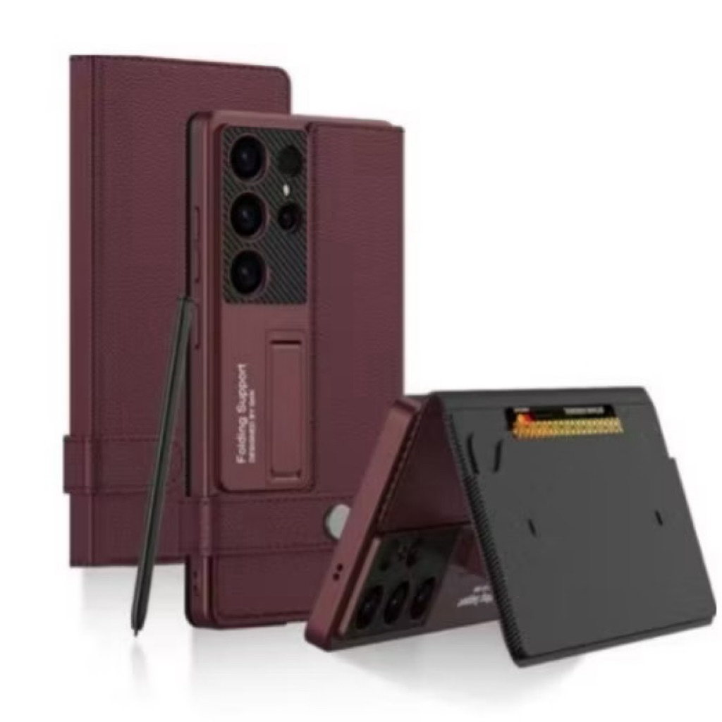 Flip Case Samsung Galaxy 23 Ultra Premium Leather Wallet Kickstand Holder Cover Dompet...