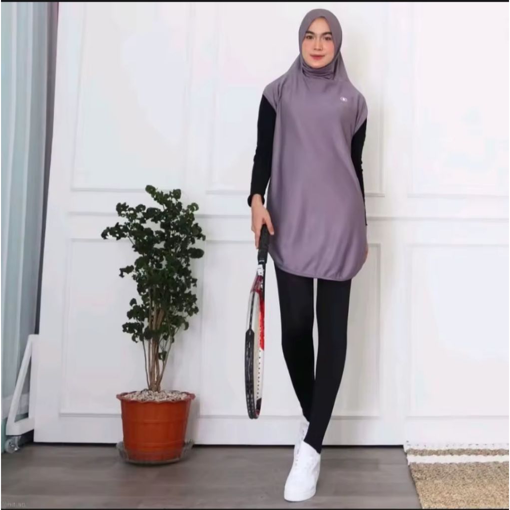 Jilbab Rompi Sporty Jumbo Hijab Instan Long Vest Panjang Jersey Premium Olahraga Wanita