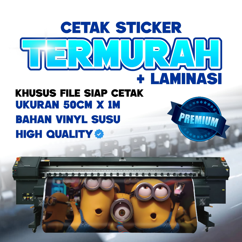 CETAK 50CM X 1M STIKER VINYL LAMINASI / STIKER USAHA / CETAK PRINTING / VINYL LAMINASI