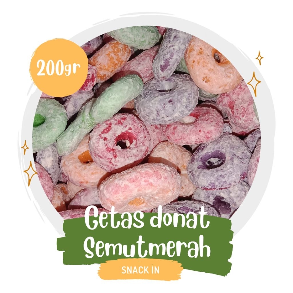 Getas Manis Donat Warna Warni 200gram Getas Kering Ladu Manis Bidaran Manis
