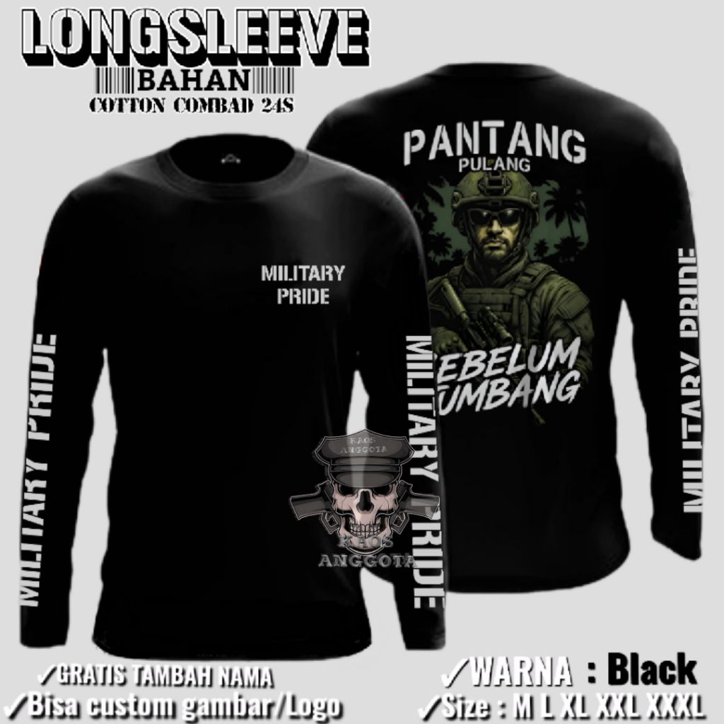 KAOS LENGAN PANJANG MILITARY PRIDE TERBARU - Tshirt Military terbaru keren