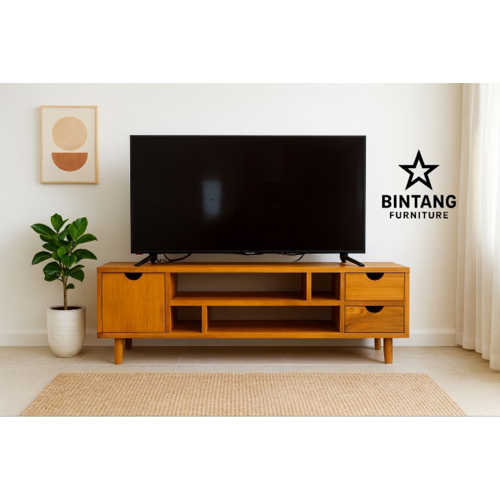 Ready Stok Meja Tv Minimalis Modern Kayu Mahoni Rak Tv Murah