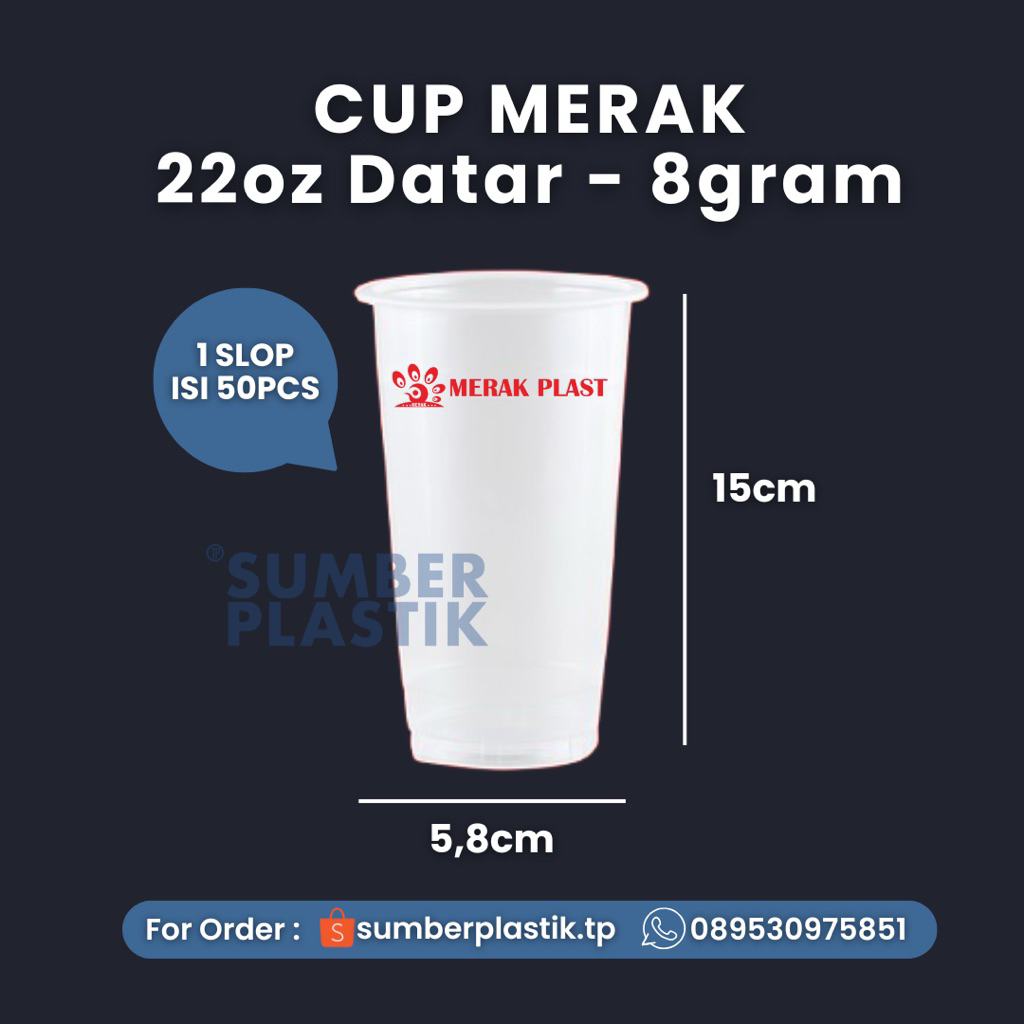 Gelas Cup Merak 22oz Datar / Cup Es teh