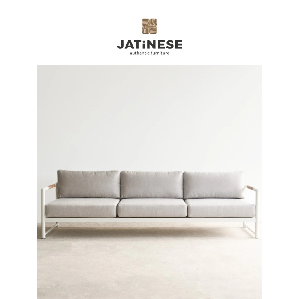 Sofa Jati Minimalis Putih – Desain Modern Elegan 3 Dudukan