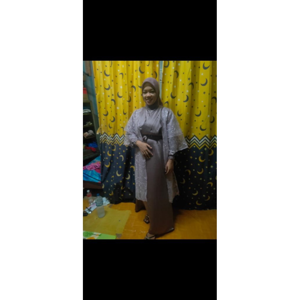Gamis kondangan satin outer Brukat