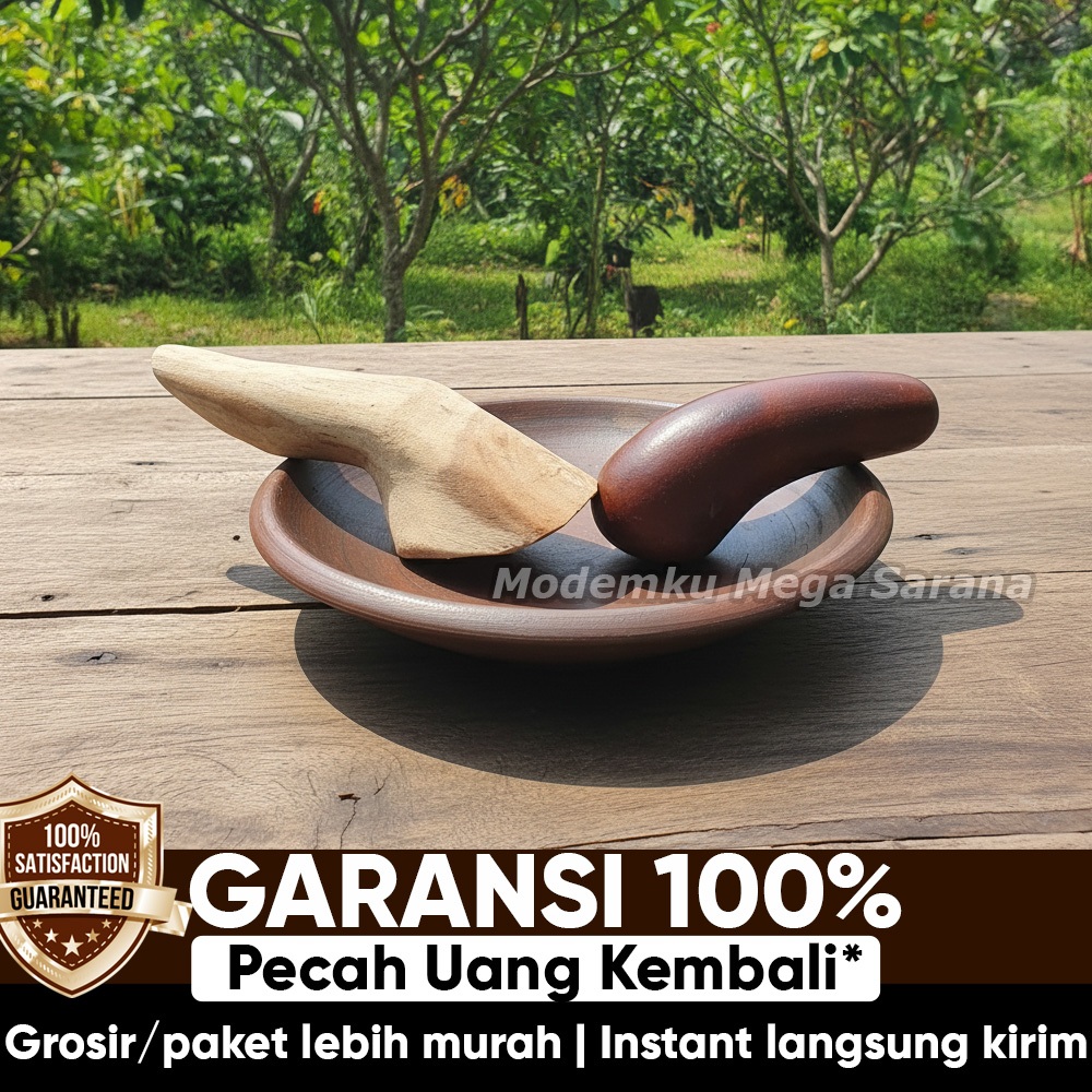 Pawon Gerabah |  Cobek Cowek Piring Sambal Gerabah Tanah Liat Ukuran Besar Tradisional - Diameter 24