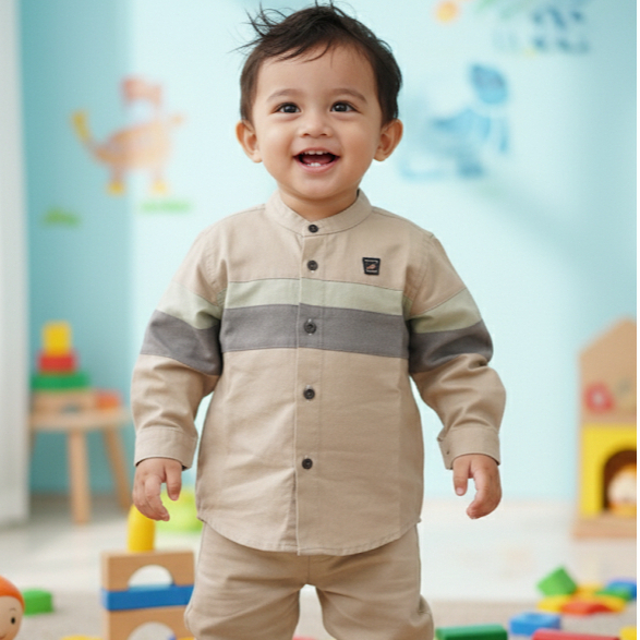 Kemeja Koko Anak Laki-Laki Lengan Panjang Usia 1–2 Tahun | Baju Muslim Bayi Modern dan Nyaman