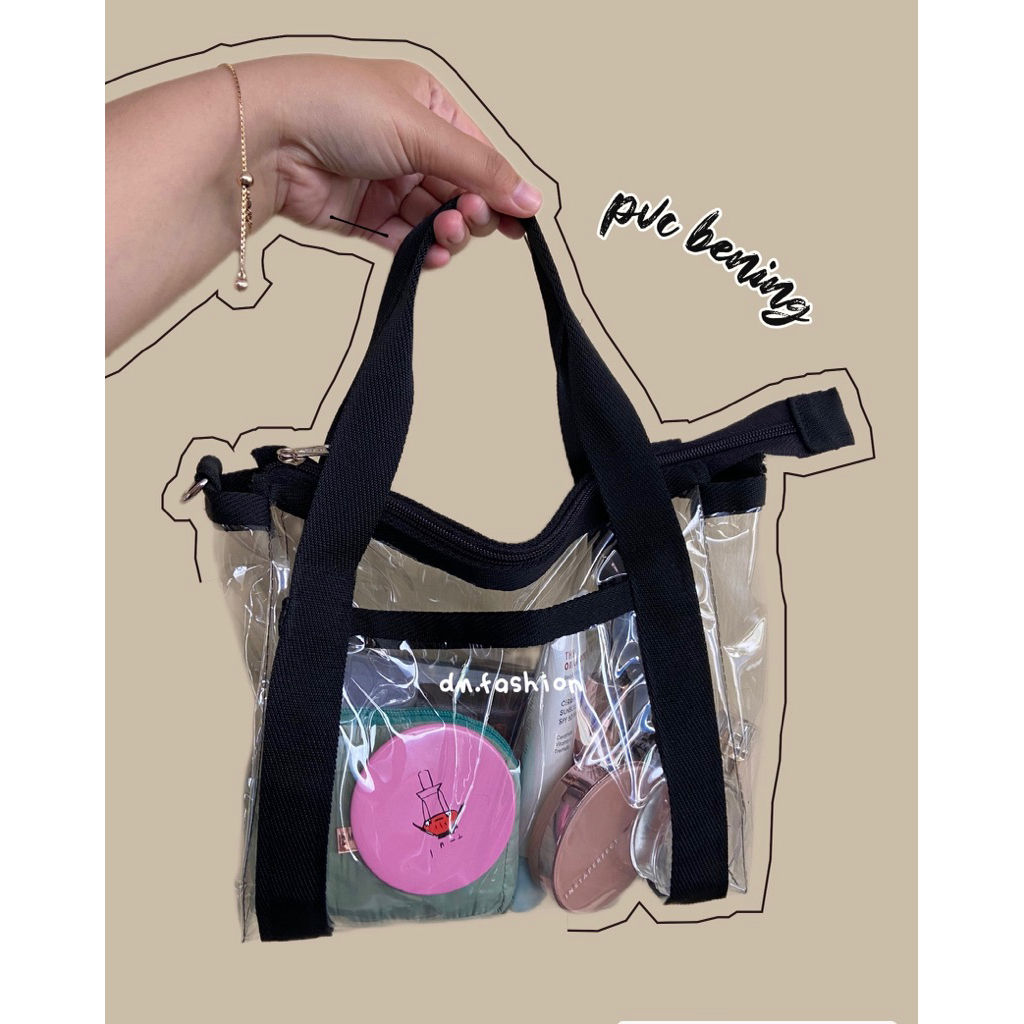 LILI TAS SELEMPANG TRANSPARAN  PVC SLING BAG / HAND BAG/ TAS KONSER