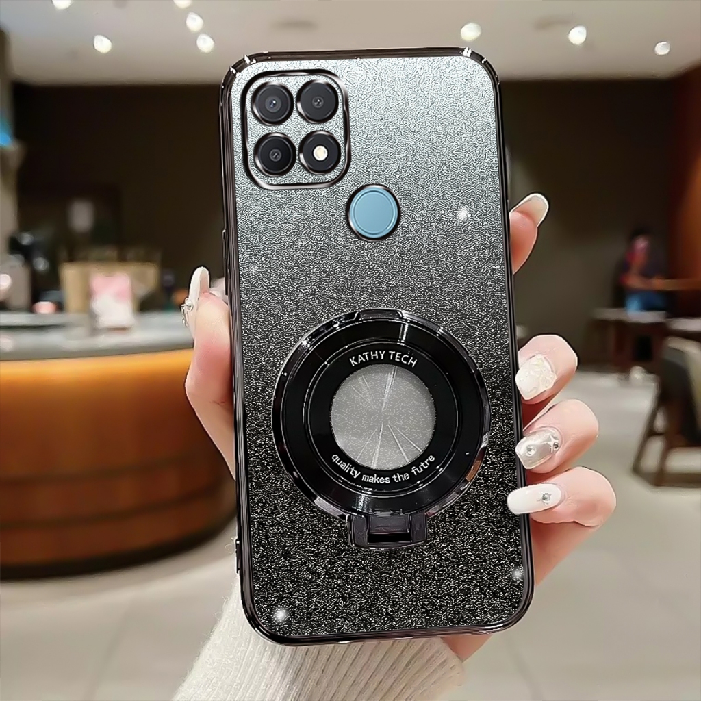 Softcase Oppo A15, A15S Case Glitter Luxury Silikon With Ring Stand