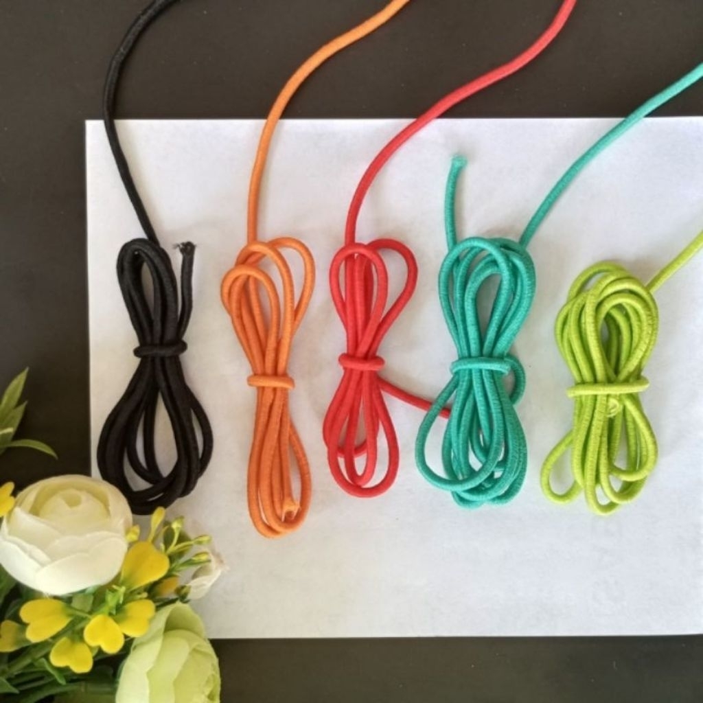 1 Meter Tali Kur Tali Elastis warna 2,5 mm Karet Elastis Tali Elastis Polos Karet Elastis