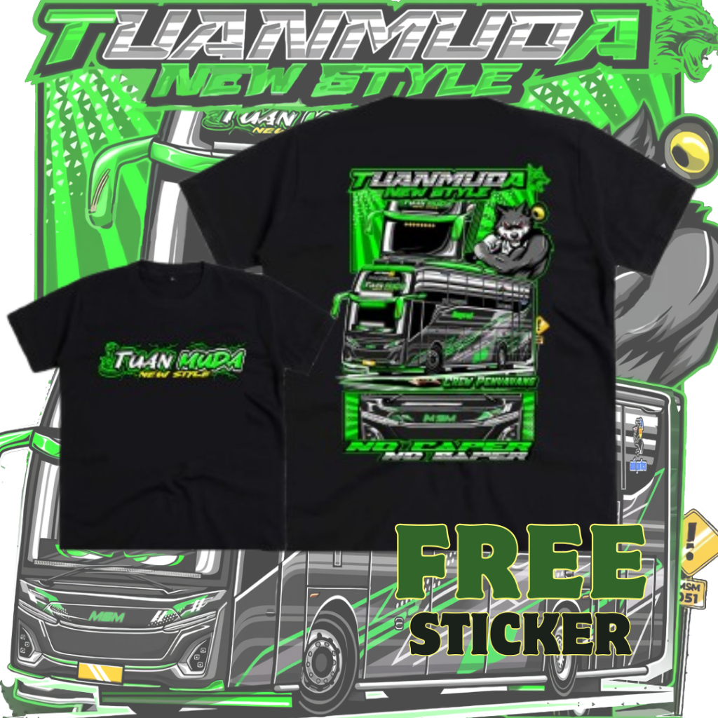 Kaos Bus Tuan Muda Jet Bus 5 Free Sticker