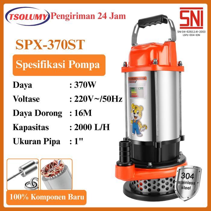 Tsolumy Pompa Celup Air SPX-370ST Pompa Celup Rumah Tangga Pompa Irigasi Sawah Pompa Kolam Ikan