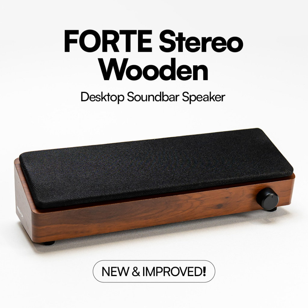 FORTE Stereo Wooden Desktop Soundbar Speaker by Press Play