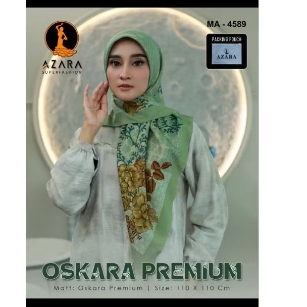 Ecer Hijab Segiempat Azara Motif Printing Kemasan Pouch